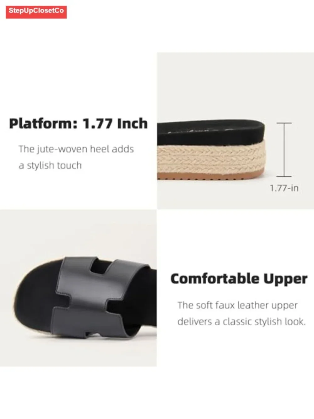 Platform Wedge H-Band Espadrilles Sandals Slip On Flatform Open Toe Summer